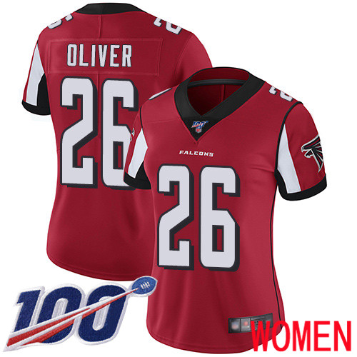 Atlanta Falcons Limited Red Women Isaiah Oliver Home Jersey NFL Football #26 100th Season Vapor Untouchable->atlanta falcons->NFL Jersey